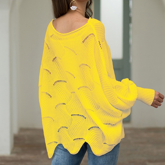 Yellow Openwork Knit Top - Picture 4 of 9